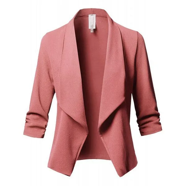 Shawl Collar Gathered Sleeve Blazer