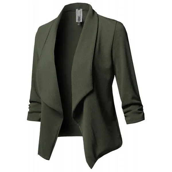 Shawl Collar Gathered Sleeve Blazer