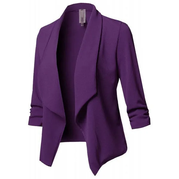 Shawl Collar Gathered Sleeve Blazer
