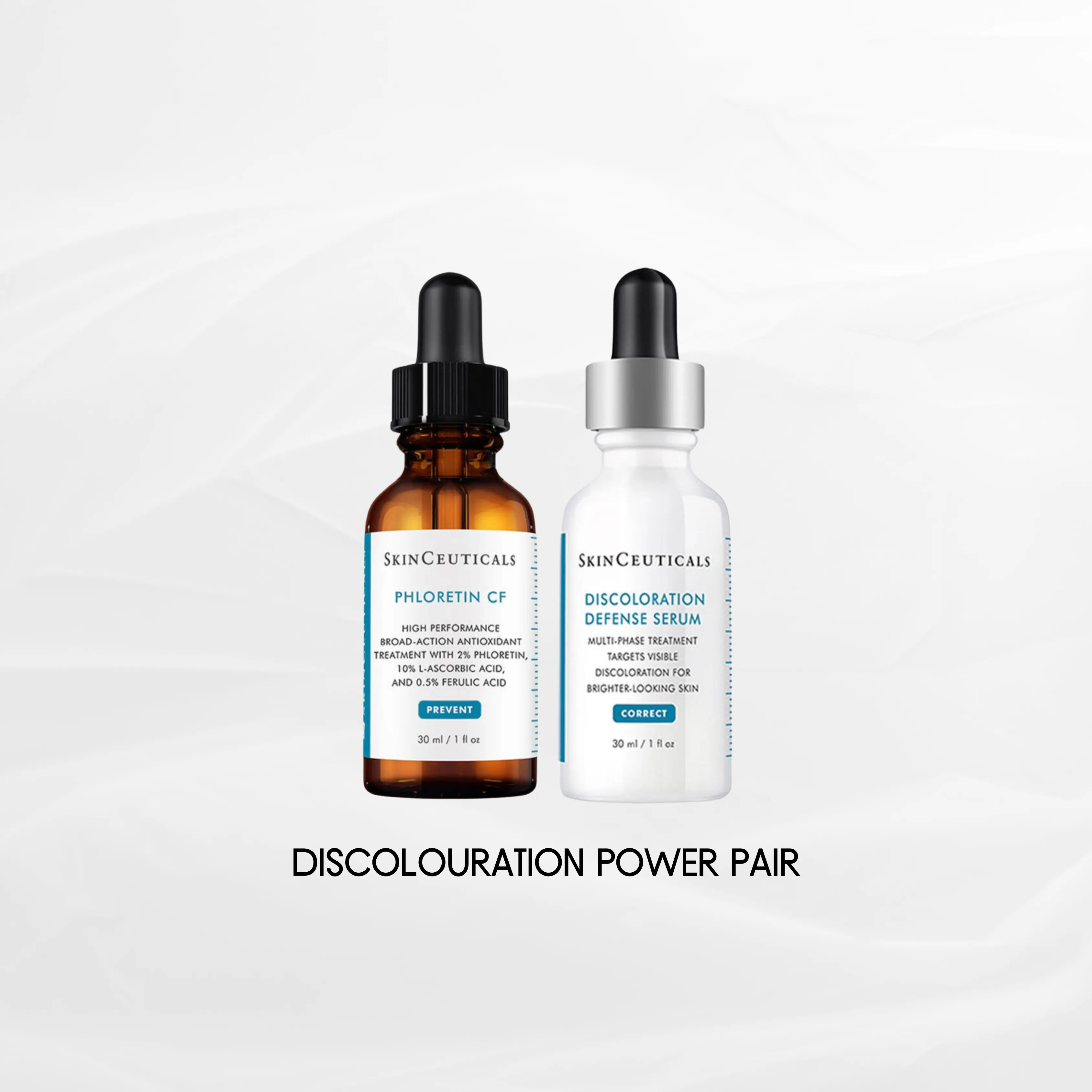 Skinceuticals Discolouration Power Pair Phloretin CF and Discoloration Defense.
