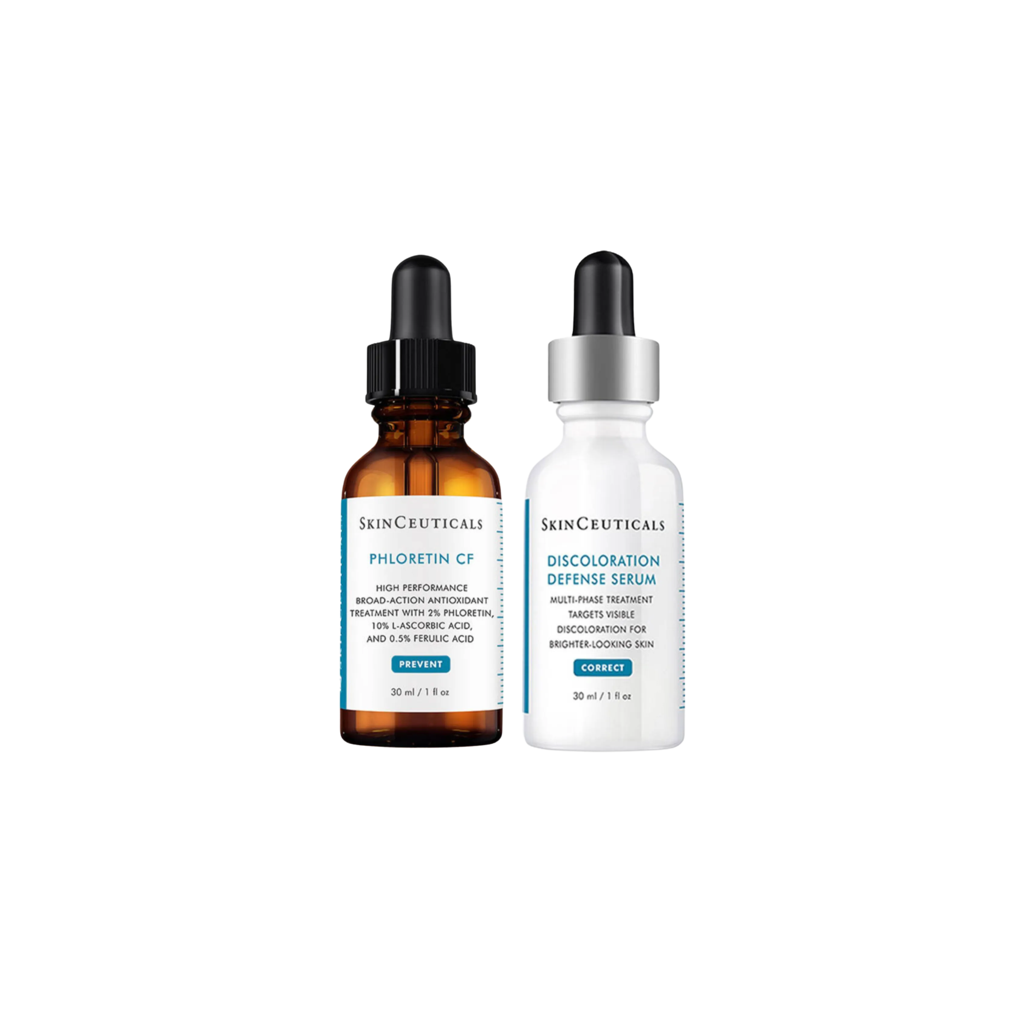 Skinceuticals Discolouration Power Pair Phloretin CF and Discoloration Defense.