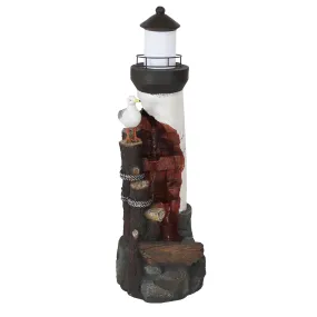 Sunnydaze Gull's Cove Outdoor Lighthouse Fountain with LED Light - 36"