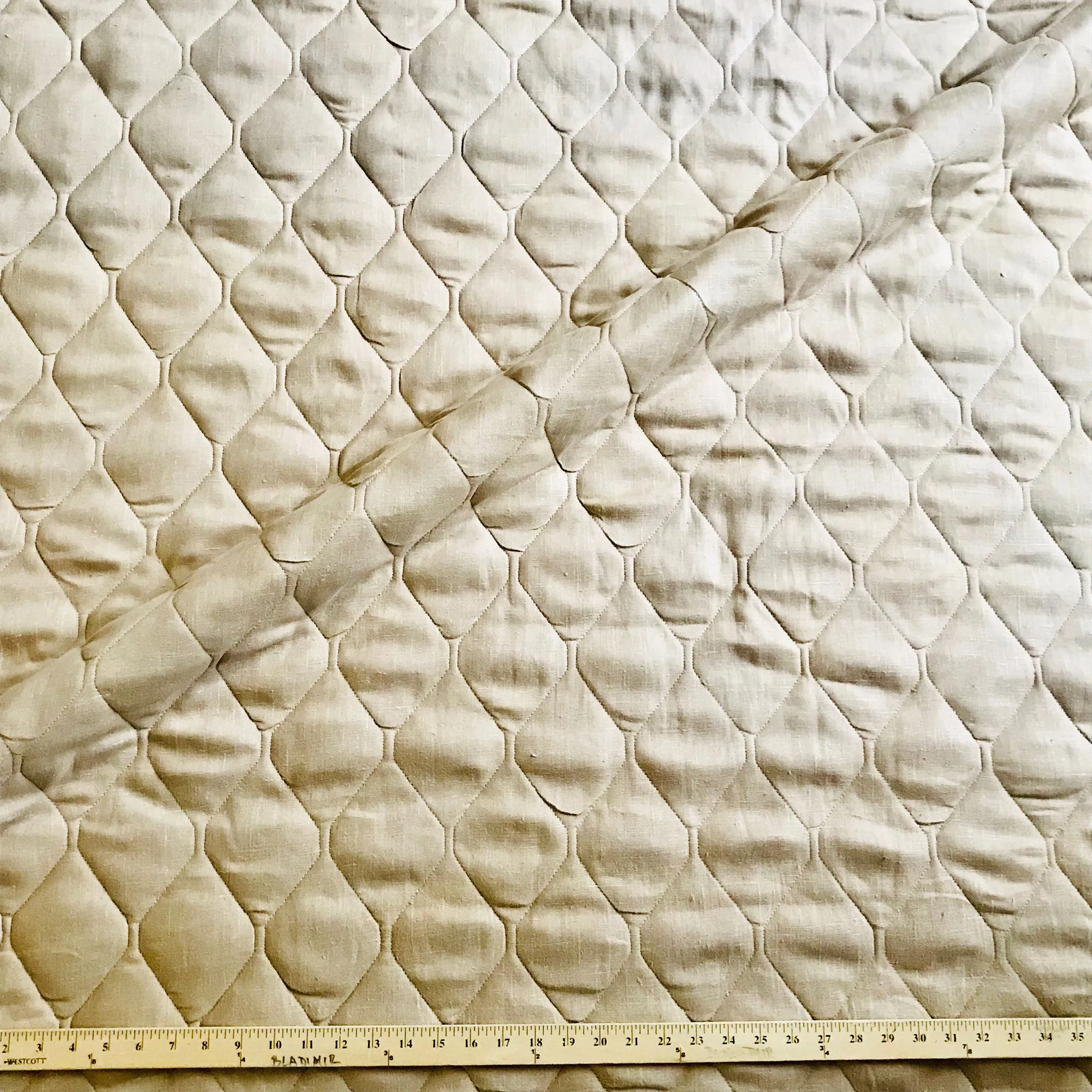 Wheat Contemporary Geometric Quilted Upholstery Fabric 54"