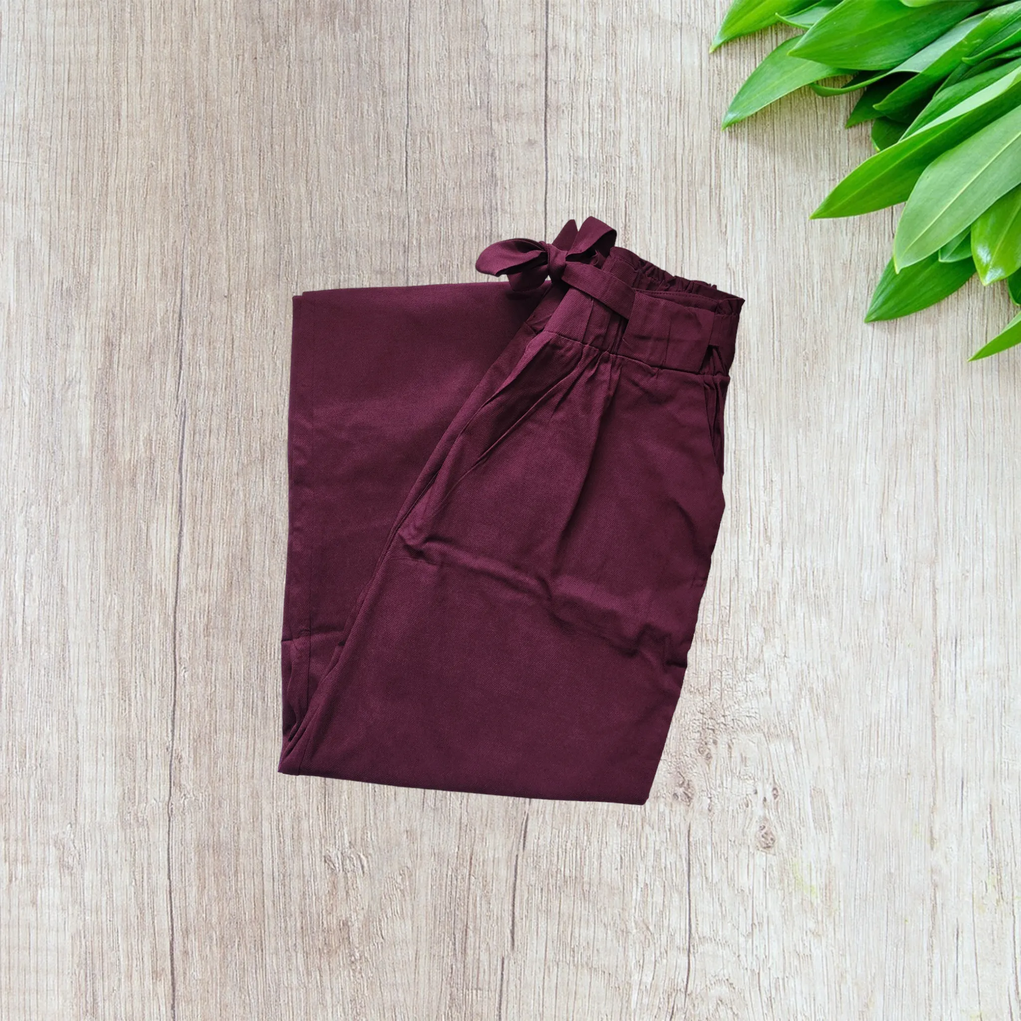 Wine Cotton Lycra Pants