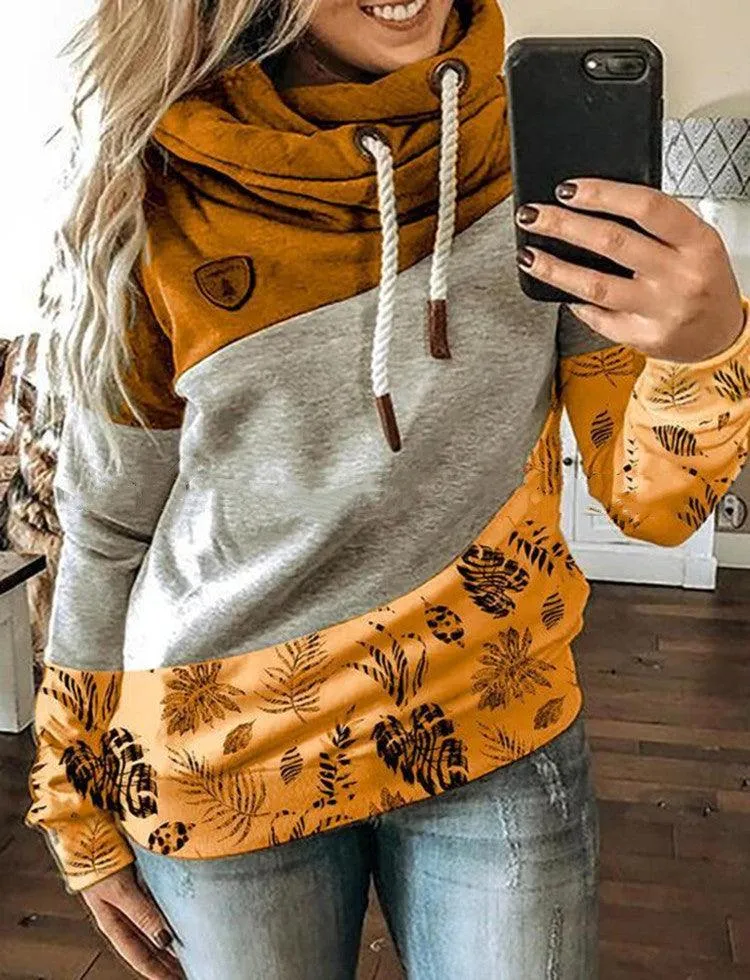 Women's Stitching Hooded Fleece Loose Sweater