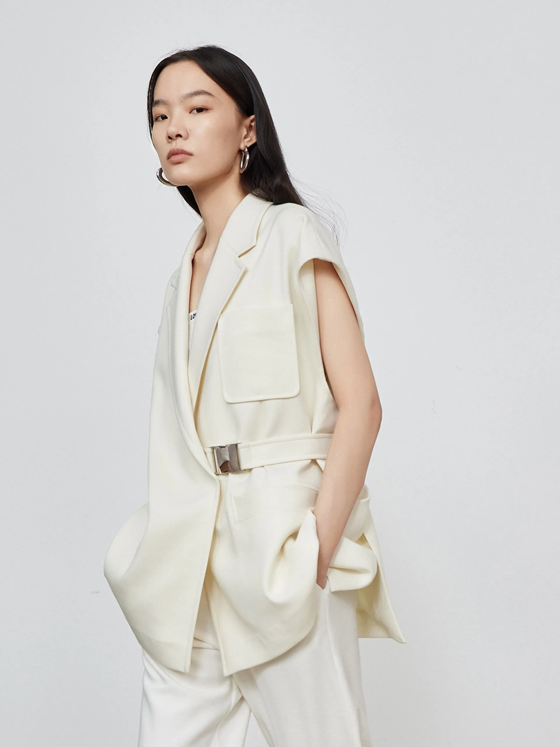 Wool Blend Blazer Waistcoat